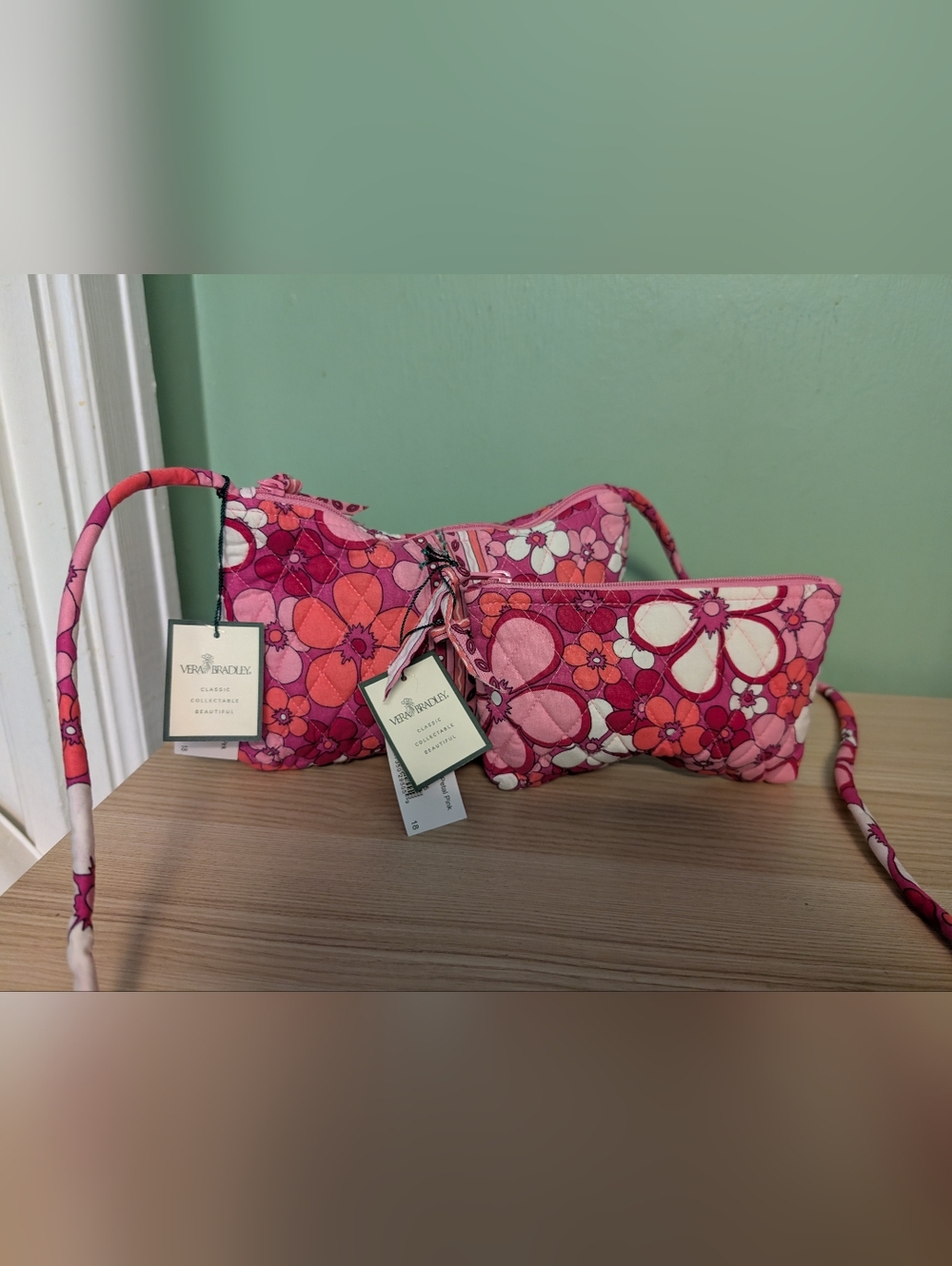 Nwt Vera Bradley Petite Petal Pink Crossbody